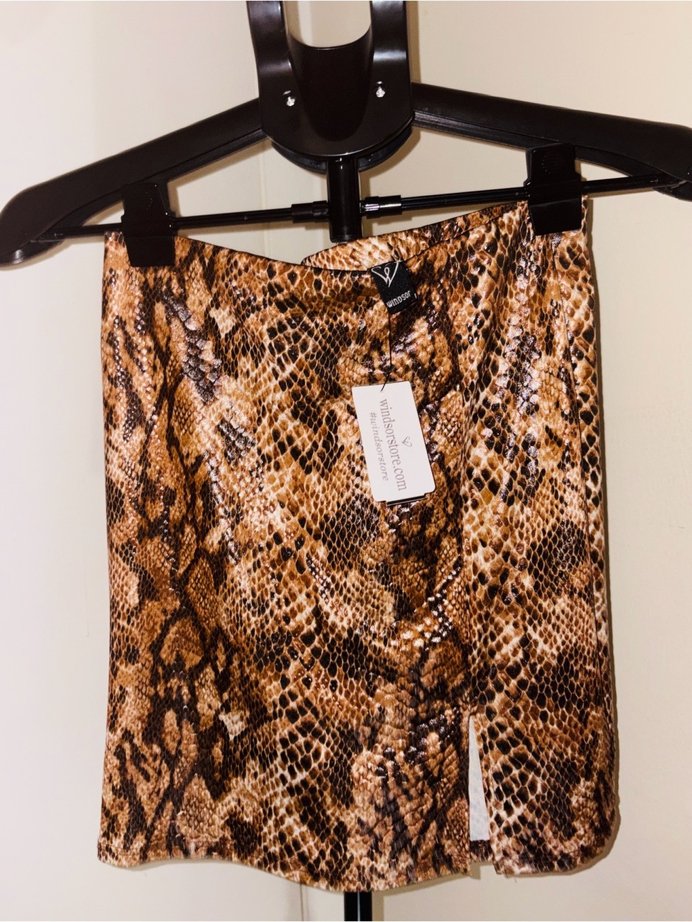 Windsor Brown Snake-Print Mini Skirt